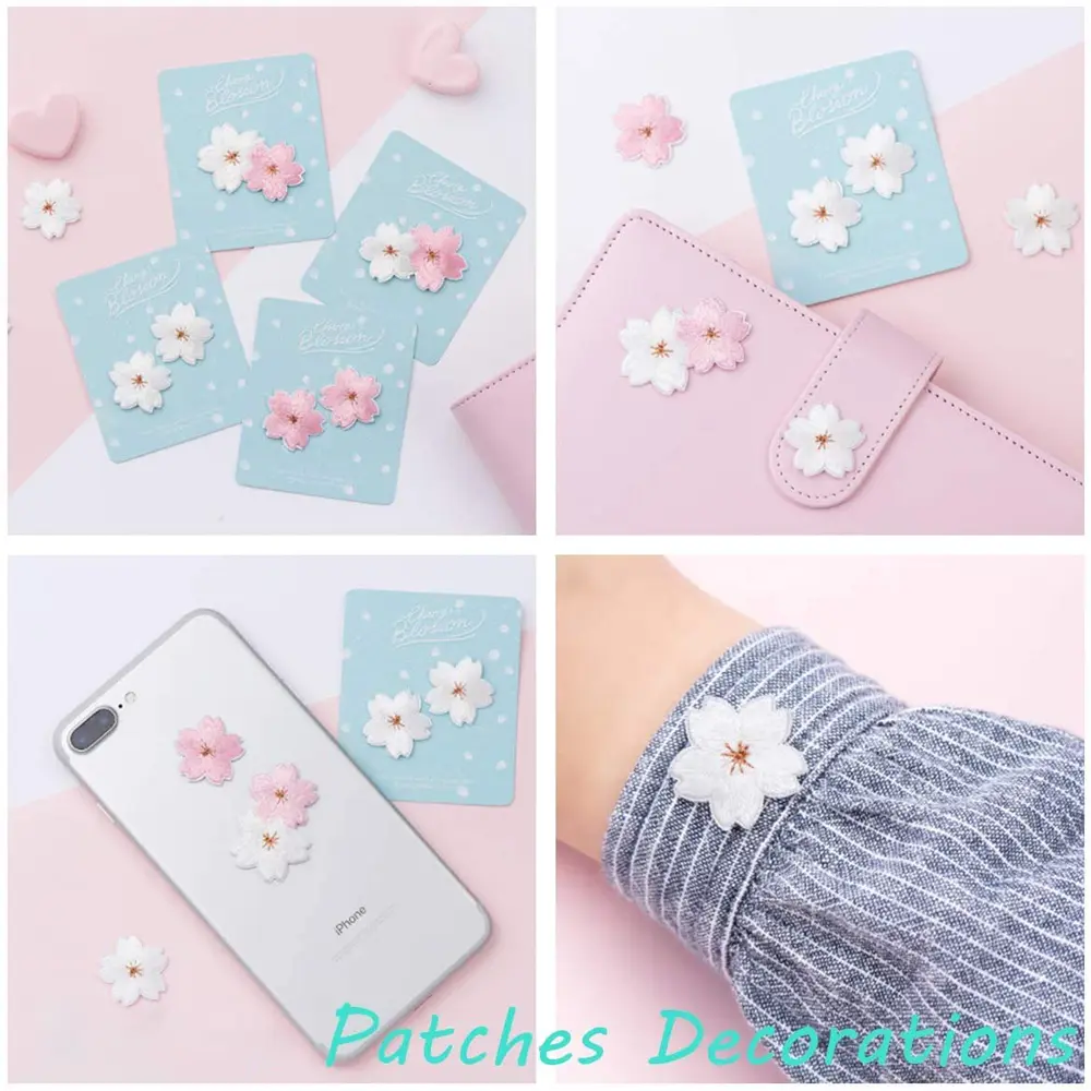 10PCS Cheap Small Cherry Flower Patches Clothing Embroidery Iron On Applique For Kids Bags Dress Fabric Stickers