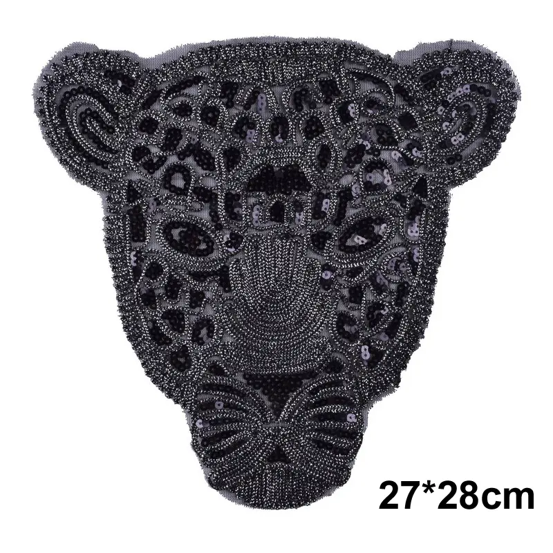 Leopard Owl Eagle Patch Patches For Clothing Black Gold Sequin Accessories Diy Stickers for Clothes Large Badge Scrapbooking