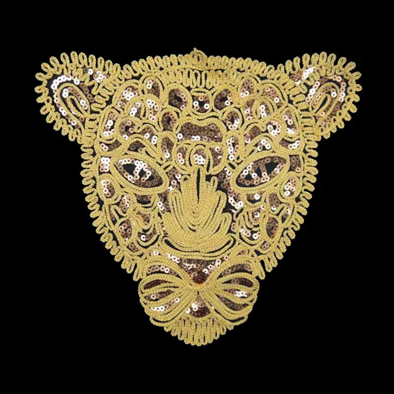 Leopard Owl Eagle Patch Patches For Clothing Black Gold Sequin Accessories Diy Stickers for Clothes Large Badge Scrapbooking