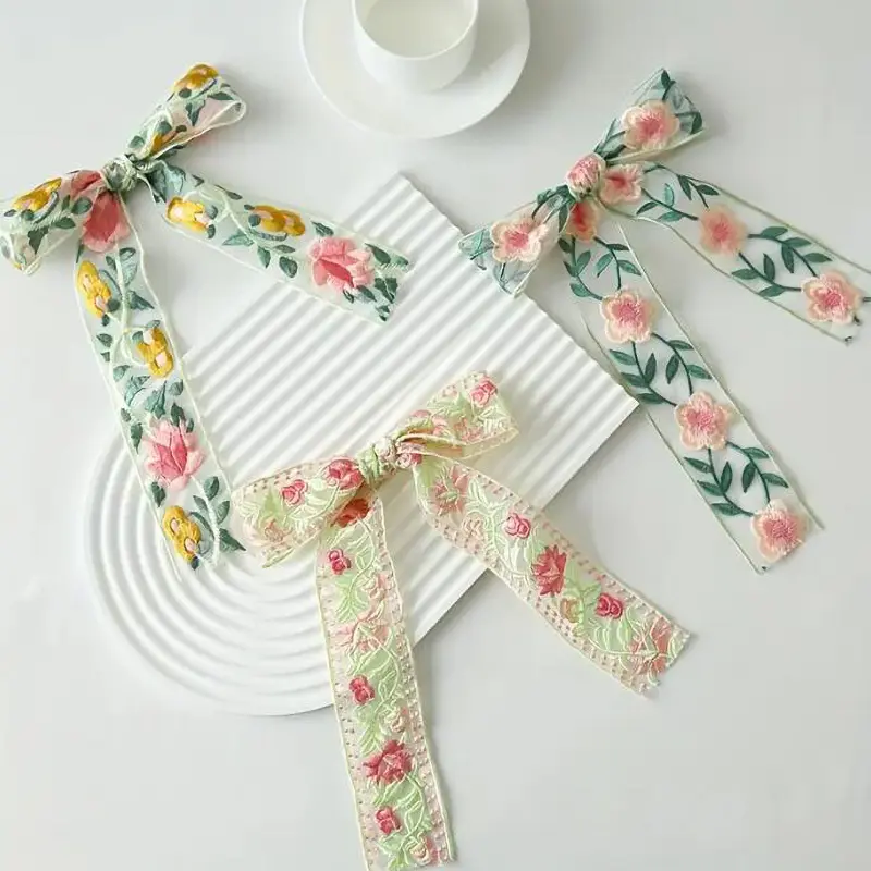 1 Yard Ribbon Flower Embroidered Lace Handmade DIY Clothes Lace Fabric Accessories  4.6CM Width