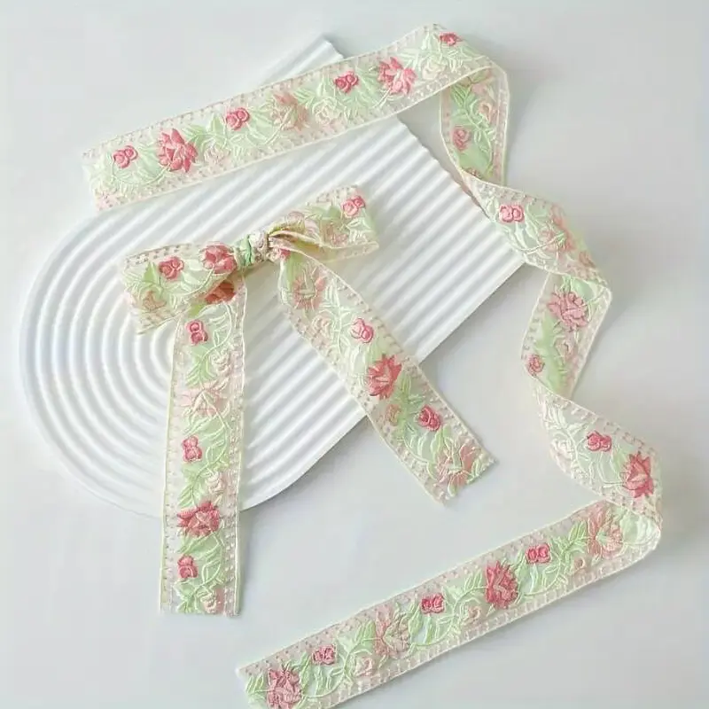 1 Yard Ribbon Flower Embroidered Lace Handmade DIY Clothes Lace Fabric Accessories  4.6CM Width