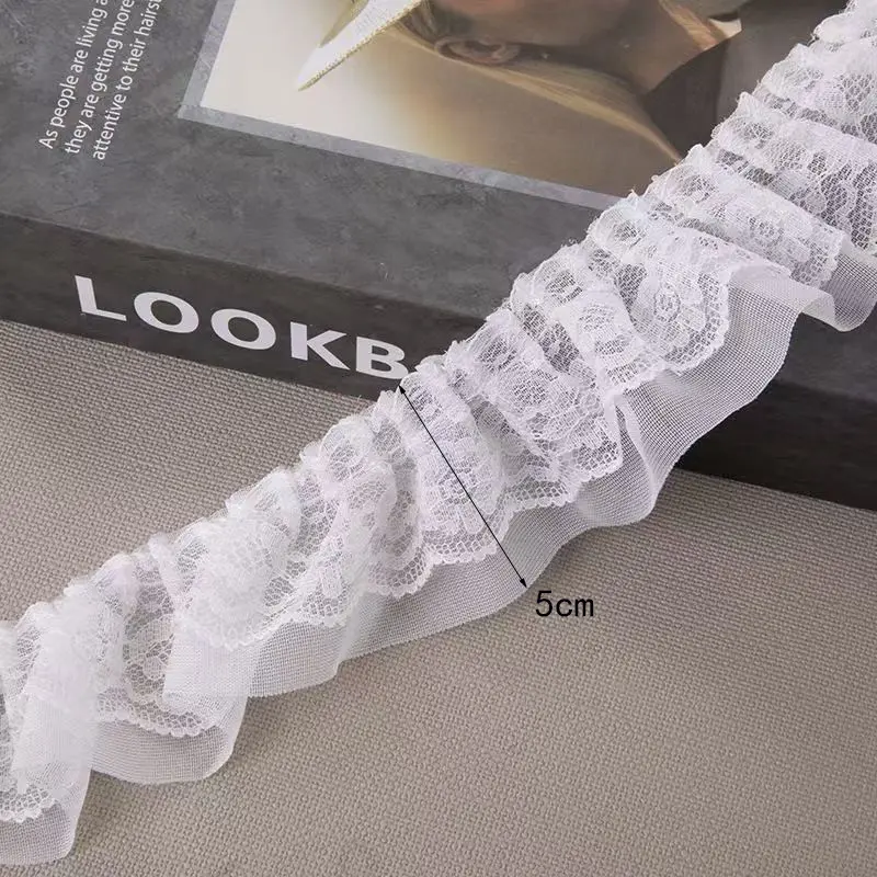 2 Yards Embroidery Ruffle Mesh Lace Fabrics For Clothing Home Wedding Accessory Bouquet Decor Handmade Sewing Trim DIY Crafts