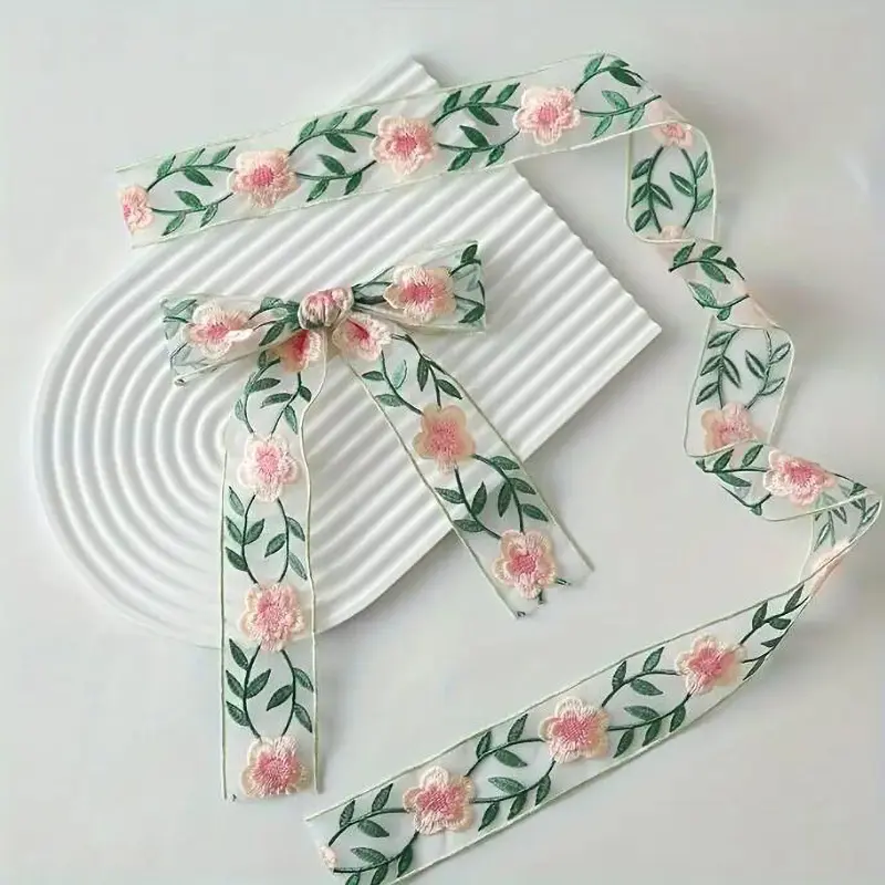 1 Yard Ribbon Flower Embroidered Lace Handmade DIY Clothes Lace Fabric Accessories  4.6CM Width