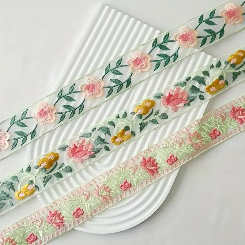 1 Yard Ribbon Flower Embroidered Lace Handmade DIY Clothes Lace Fabric Accessories  4.6CM Width