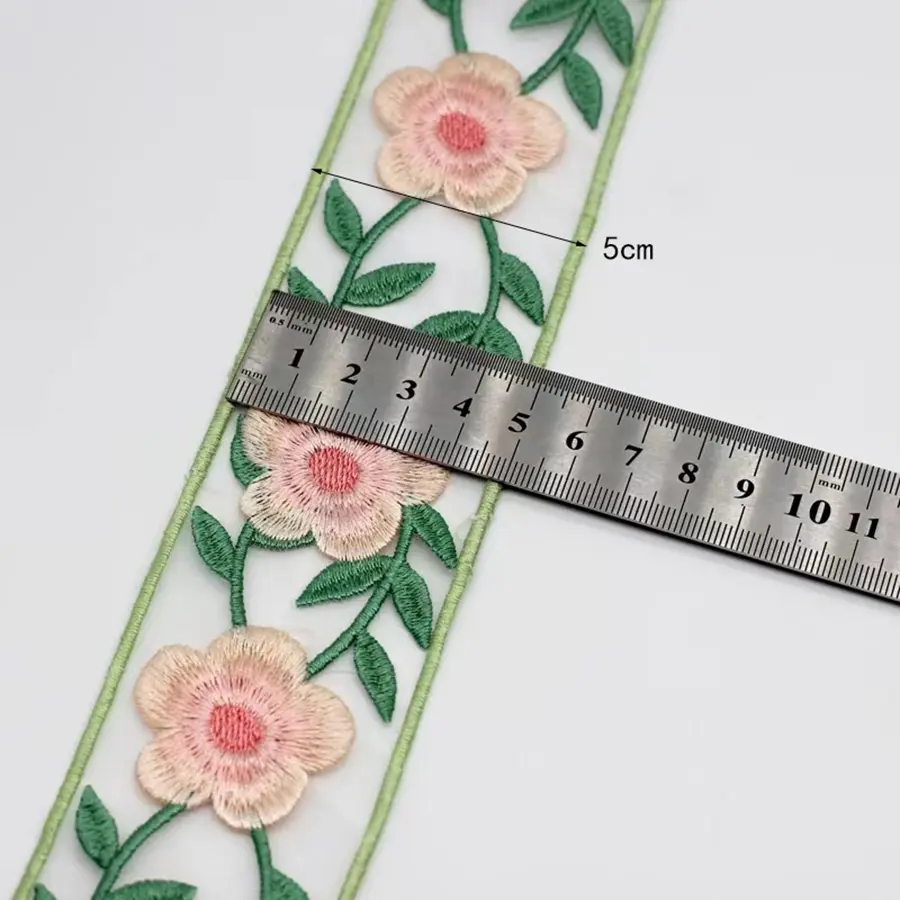 1 Yard Ribbon Flower Embroidered Lace Handmade DIY Clothes Lace Fabric Accessories  4.6CM Width