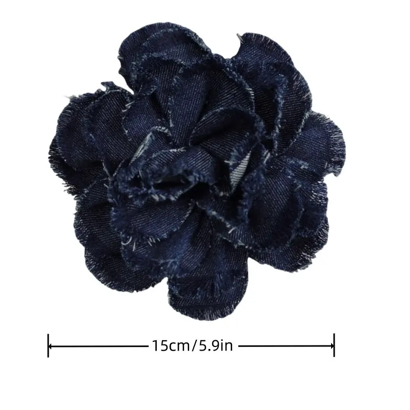 1 Piece Handmade Camellia  Flower Multilayer Denim Patch Fabric Headdress Repair  Accessories Decoration