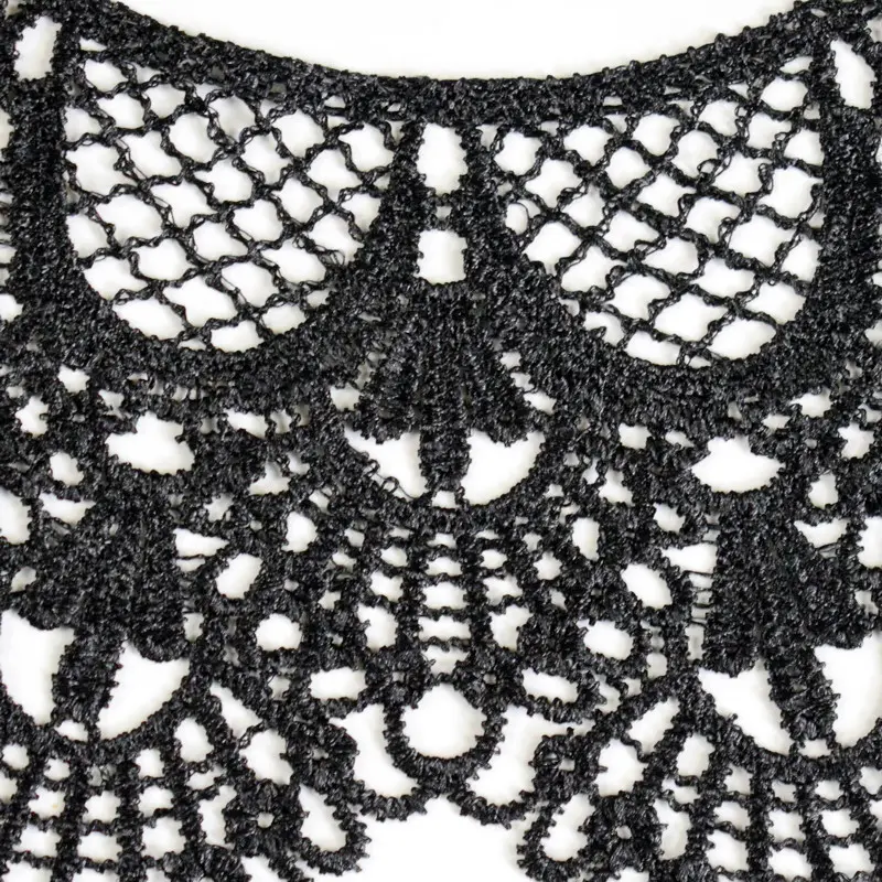 1 Pc Black White Neckline Collar Venice Floral Embroidered Patches Applique Trim Dress Decorated Lace  Garment Sewing Crafts