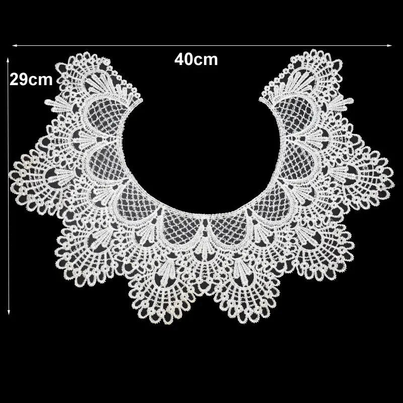 1 Pc Black White Neckline Collar Venice Floral Embroidered Patches Applique Trim Dress Decorated Lace  Garment Sewing Crafts