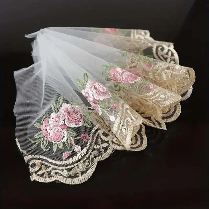 1 Yard Pink Flower Lace trim  Sewing Craft DIY Apparel Lace Fabrics Wide 16CM