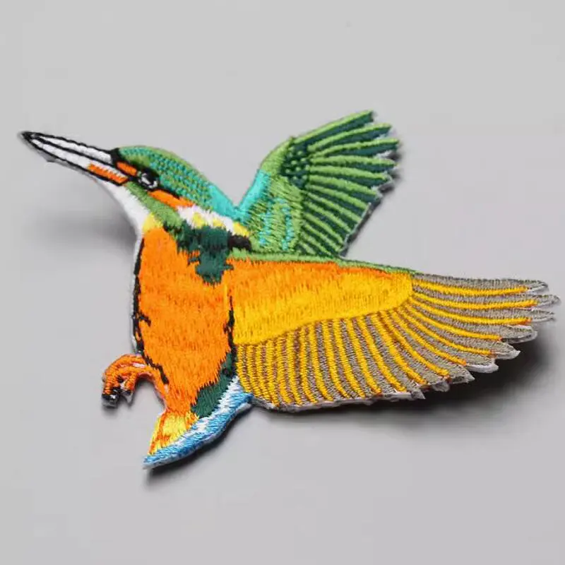 1 Pair Embroidery Patch Swallow Hummingbird Flamingo Embroidery Sticker Repair