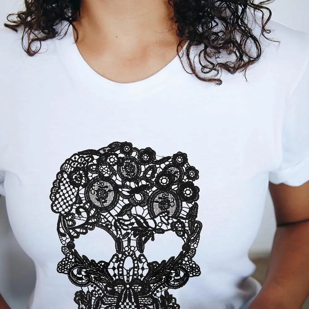1Pc Skull Patch Skeleton Costume Lace Applique Lace Trim Garment Applique Sew on Patches Repair