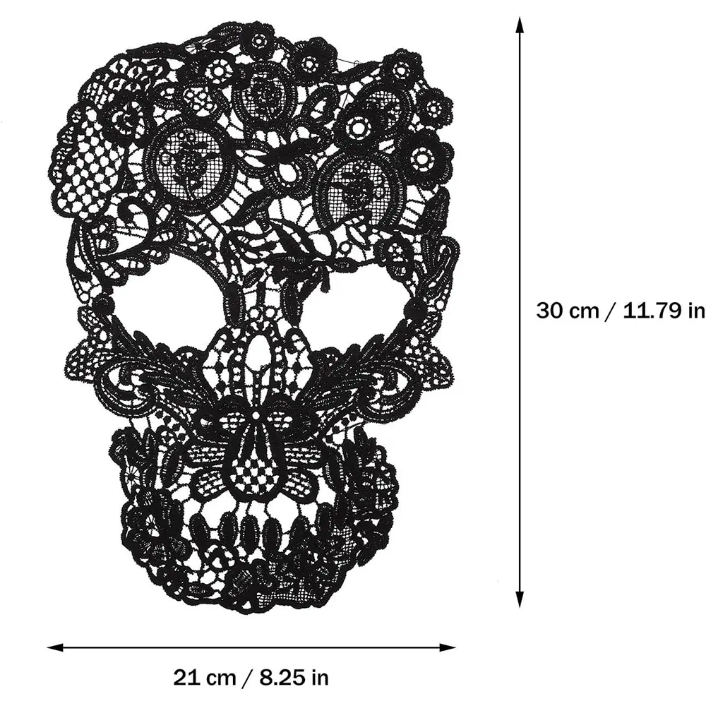 1Pc Skull Patch Skeleton Costume Lace Applique Lace Trim Garment Applique Sew on Patches Repair