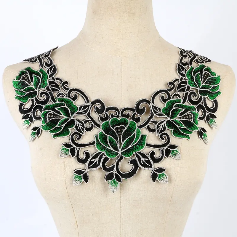 Green Lace Fabric Dress Applique Blouse Sewing Trims DIY Neckline Collar Costume Decoration Accessories