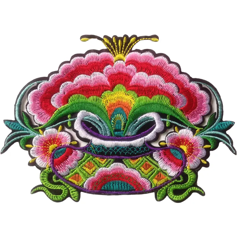 1Pc Flower Patches Rose Embroidery Iron On Apparel Clothing DIY Accessories Fabric Applique Stickers Chinese Style