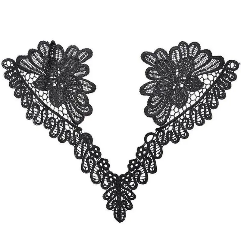 1 Pcs Black White Lace Fabric Trim Delicate Floral Lace Trim Neckline Collar Clothing Accessories Cloth Stickers