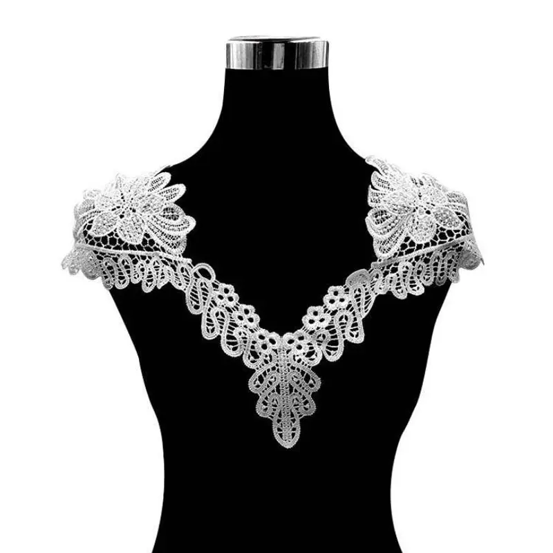 1 Pcs Black White Lace Fabric Trim Delicate Floral Lace Trim Neckline Collar Clothing Accessories Cloth Stickers