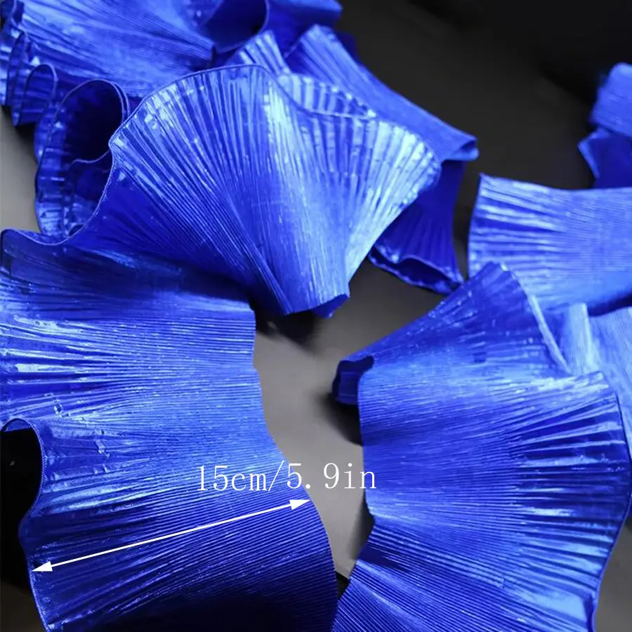 1Yard Multicolor Metal Wave Solid Pleated Ruffle Lace Fabric DIY Party Dance Clothing  Festival Decoration  Sewing Applique