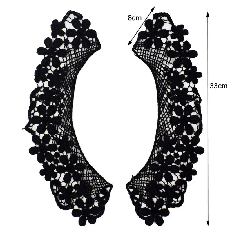 1 Pair Embroidery Lace Fabric Neckline Collar Trim Craft Ribbon DIY Sewing Collar Guipure Applique Wedding Decor