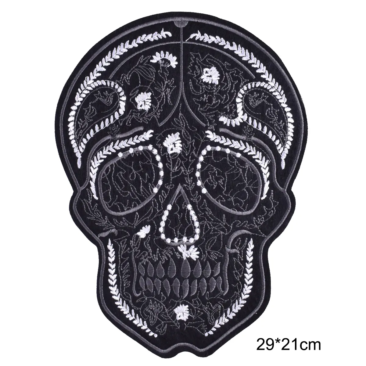 Big Black Skull Embroidery Patches Iron on Patch Sew-on Embroidered Appliques Thermo Stickers DIY Clothing