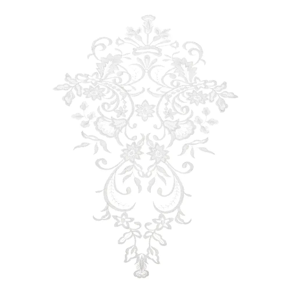 1Pc Golden White Lace Applique Patch Embroidery Lace Fabric Accessorie Repair DIY Craft