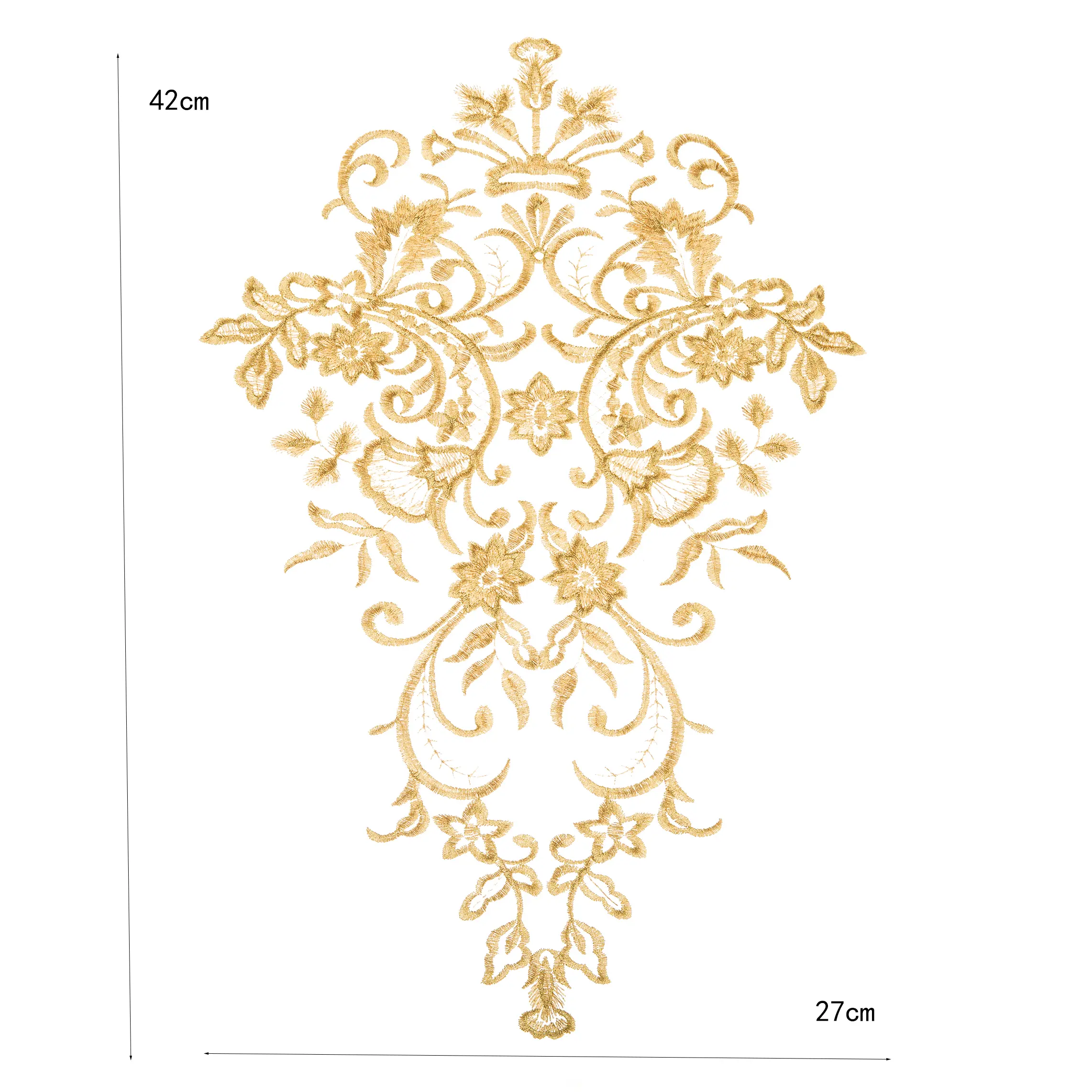 1Pc Golden White Lace Applique Patch Embroidery Lace Fabric Accessorie Repair DIY Craft
