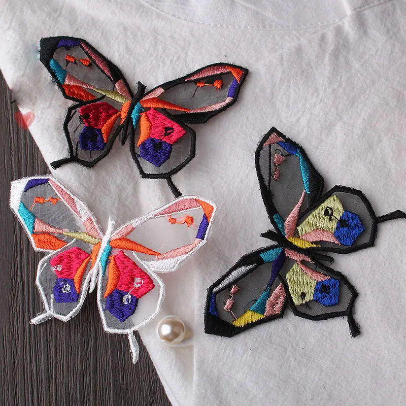 3Pcs/Set Lace Butterfly Sew on Patches Embroidered Appliques for Clothing Dress Organza Curtain Hole Repair