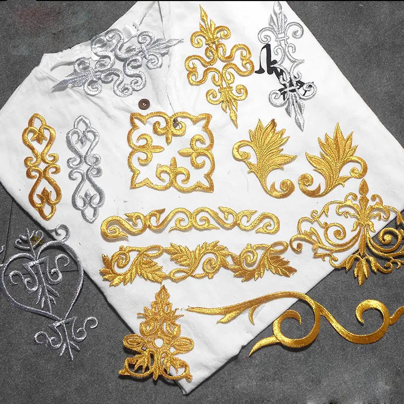 A Gold And Silver Pattern Embroidery Cloth Patch DIY Stage Opera Costume Decoration Pattern Cloth Patch