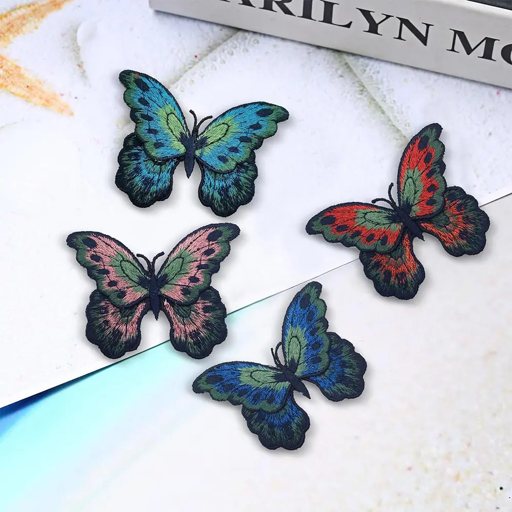 3Pcs Butterfly Sew on Double Layer Embroidered Butterfly Applique Patch Repair