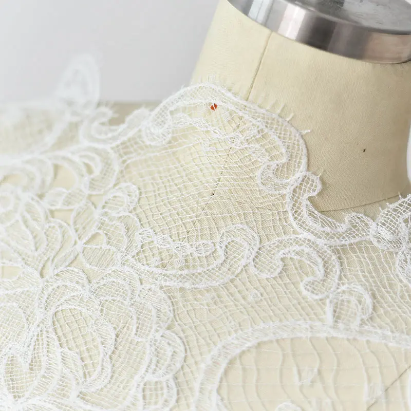 1Yard Hollow Embroidery Lace Trim, Wedding Dress Lace Fabric Decoration Accessories Eyelash Dress Lace 28CM Wide