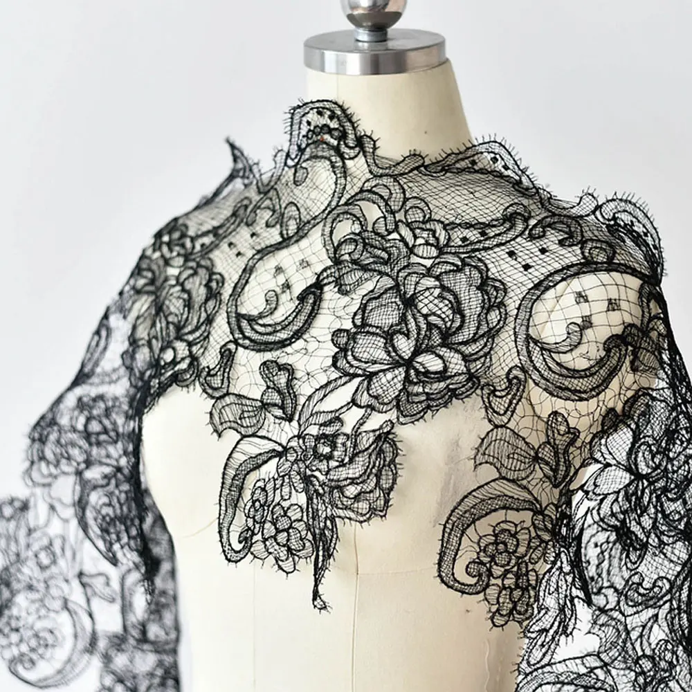 1Yard Hollow Embroidery Lace Trim, Wedding Dress Lace Fabric Decoration Accessories Eyelash Dress Lace 28CM Wide