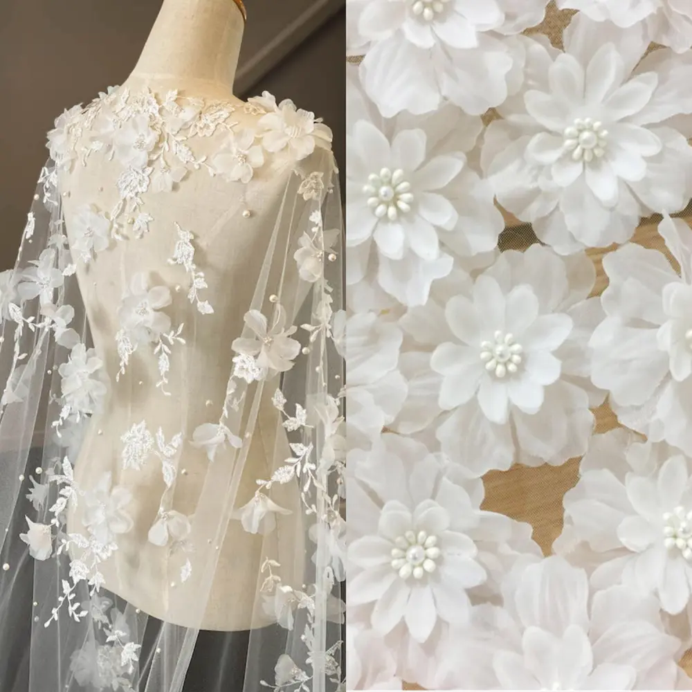 5Pcs White Embroidered Flowers Applique Sew Patch Repair For Wedding DIY Crafts