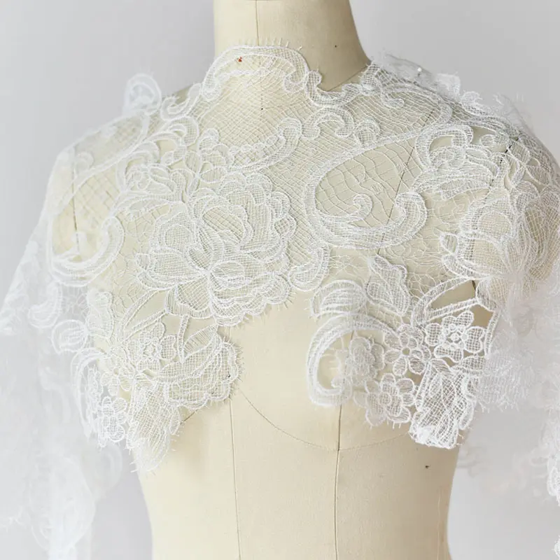 1Yard Hollow Embroidery Lace Trim, Wedding Dress Lace Fabric Decoration Accessories Eyelash Dress Lace 28CM Wide