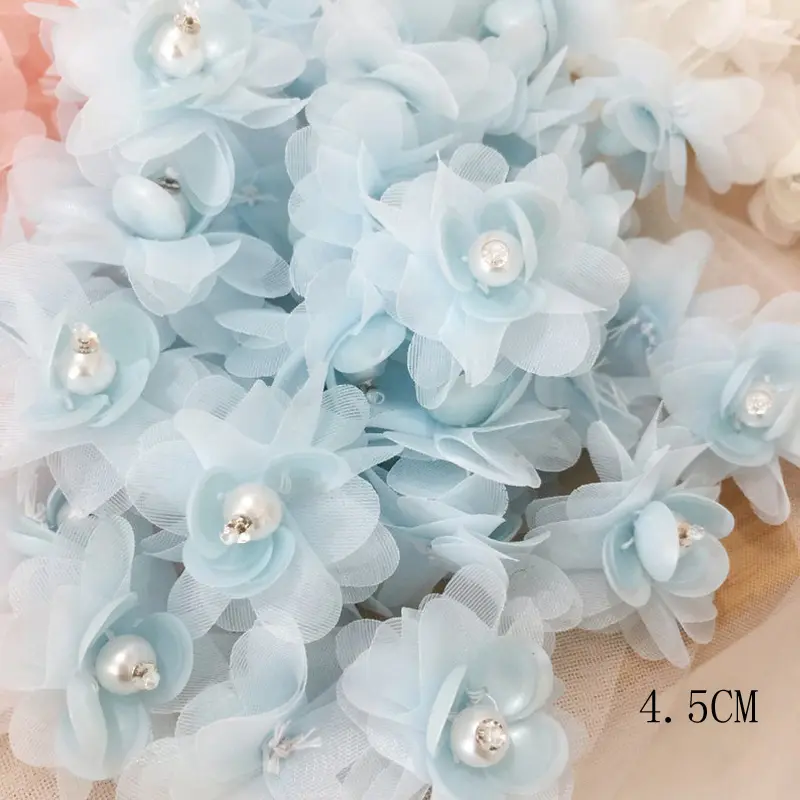 5Pcs White Embroidered Flowers Applique Sew Patch Repair For Wedding DIY Crafts