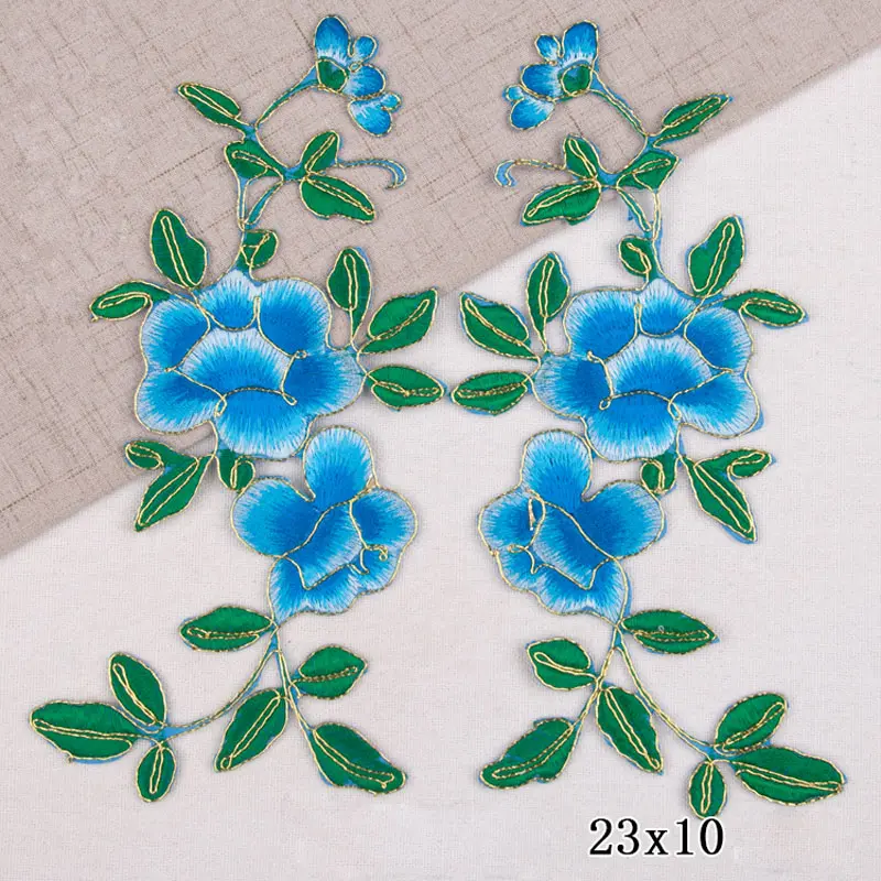 1 Pair Embroidery Flower Iron On Patch Applique DIY Crafts Stiker