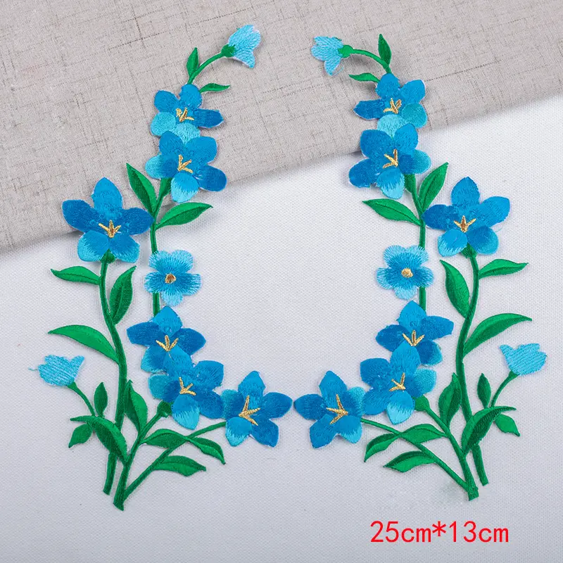1 Pair Embroidery Flower Iron On Patch Applique DIY Crafts Stiker