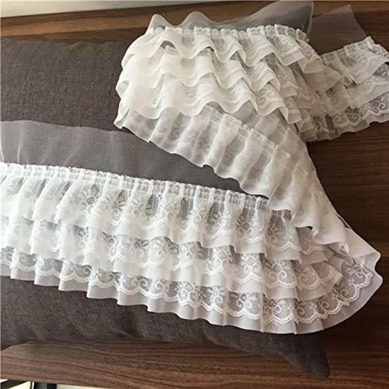 1 Yard Black and White Lace Fabric Three-layer DIY Clothing Skirt Edge Sewing Supplies 13CM Wide