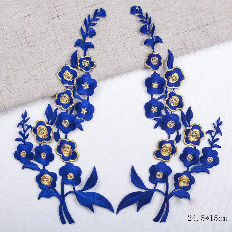 1 Pair Embroidery Flower Iron On Patch Applique DIY Crafts Stiker