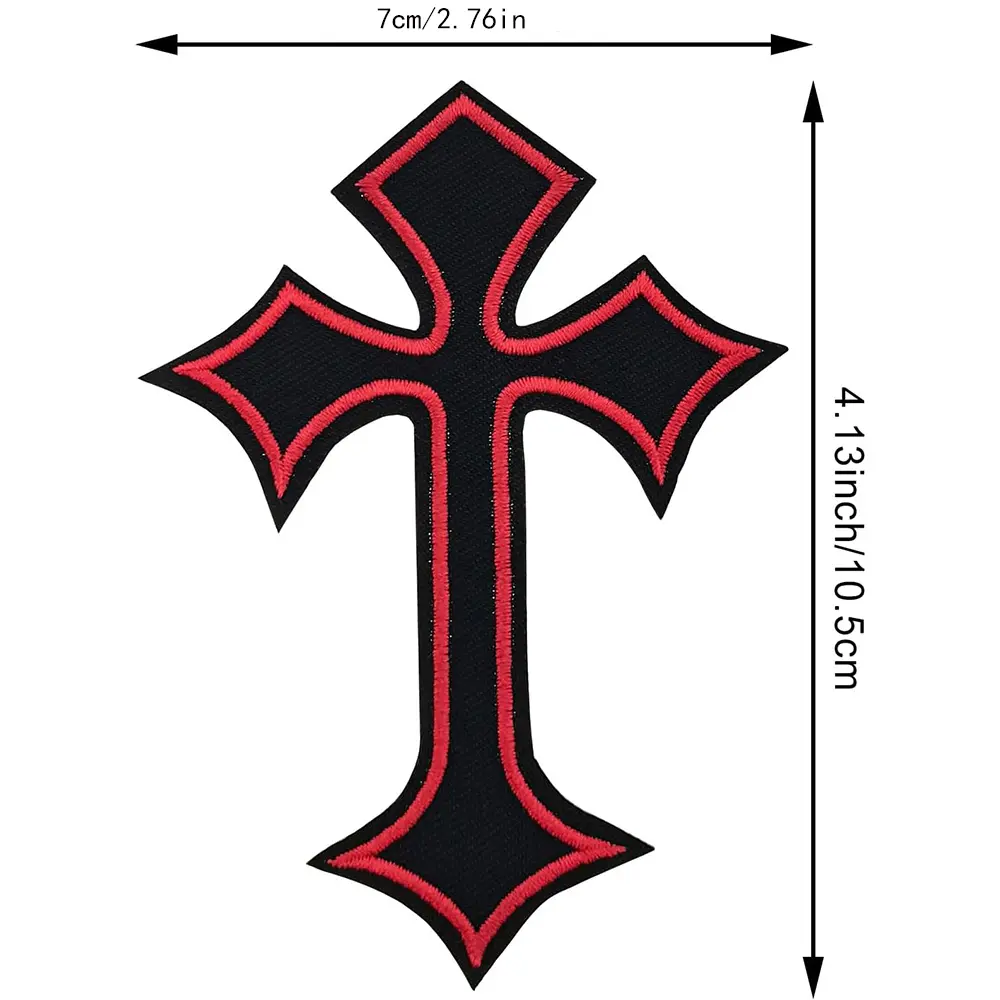10Pcs Red White Black Cross Patch Embroidered Appliques Iron DIY Cloth Repair Sticker