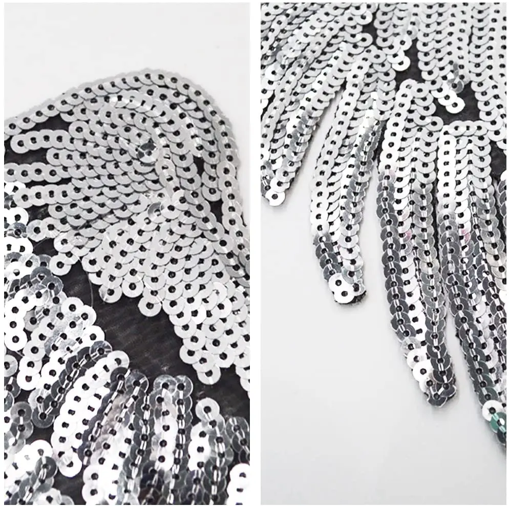 Wings Sequins Patches Silver Applique Wing Applique Iron On Wings Patches for Clothes Jackets Jeans Dress Hat DIY