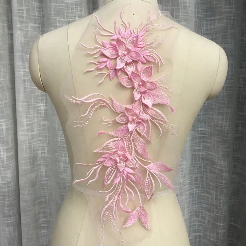 1Pc Flower Sequins Patches Sew On Beading Applique Clothes Dress Bags Decoration Parch DIY Accessories 47*20CM
