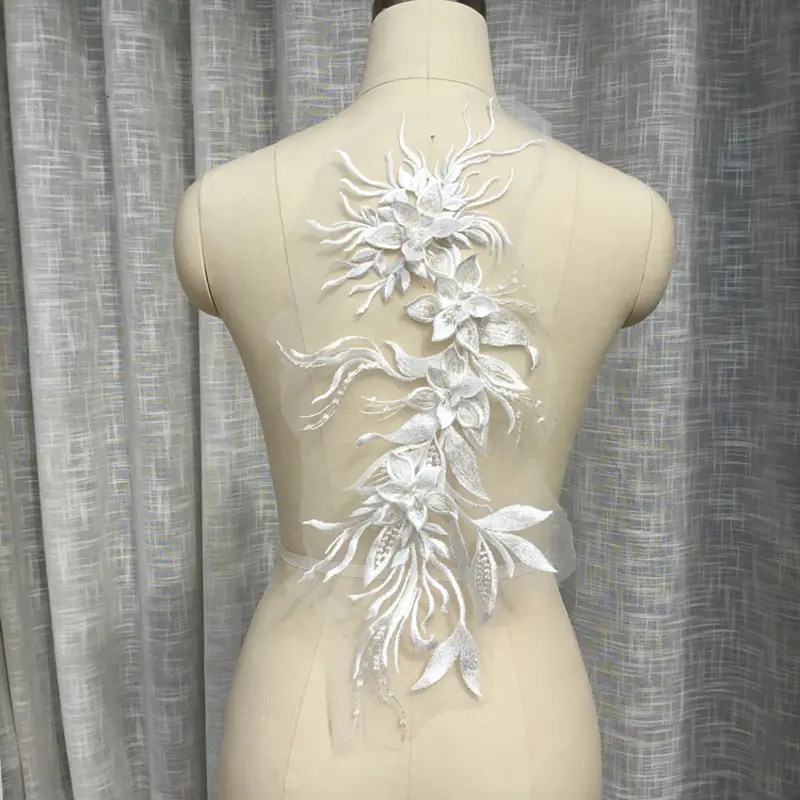 1Pc Flower Sequins Patches Sew On Beading Applique Clothes Dress Bags Decoration Parch DIY Accessories 47*20CM