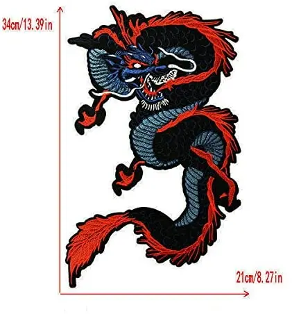Large Dragon Embroidered Applique Iron On Sew On Patch 13.4''Suitable for DIY Jeans, Jackets, Clothing, Bags
