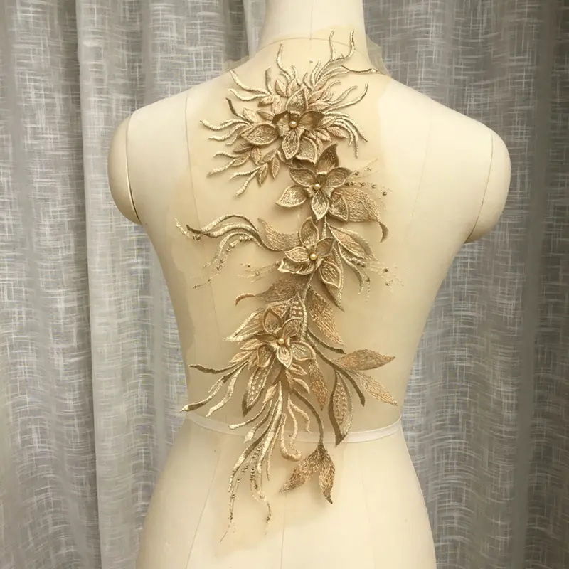 1Pc Flower Sequins Patches Sew On Beading Applique Clothes Dress Bags Decoration Parch DIY Accessories 47*20CM