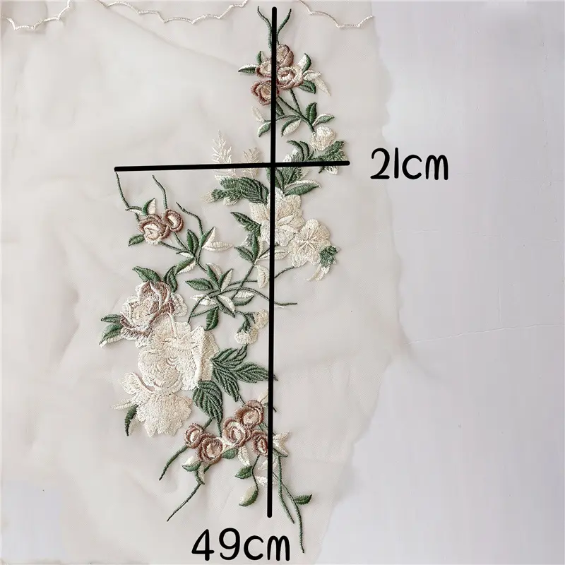 Pink Brown Flower Applique Bridal Wedding Dress Flower Patch Embroidery Mesh Lace Accessories Scrapbooking