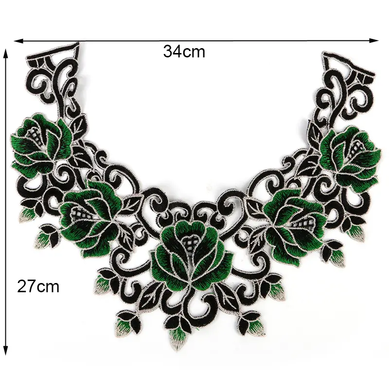 Green Floral Lace Collar Fabric Trim DIY Embroidery Neckline Collar Applique Sewing Craft Scrapbooking NL023
