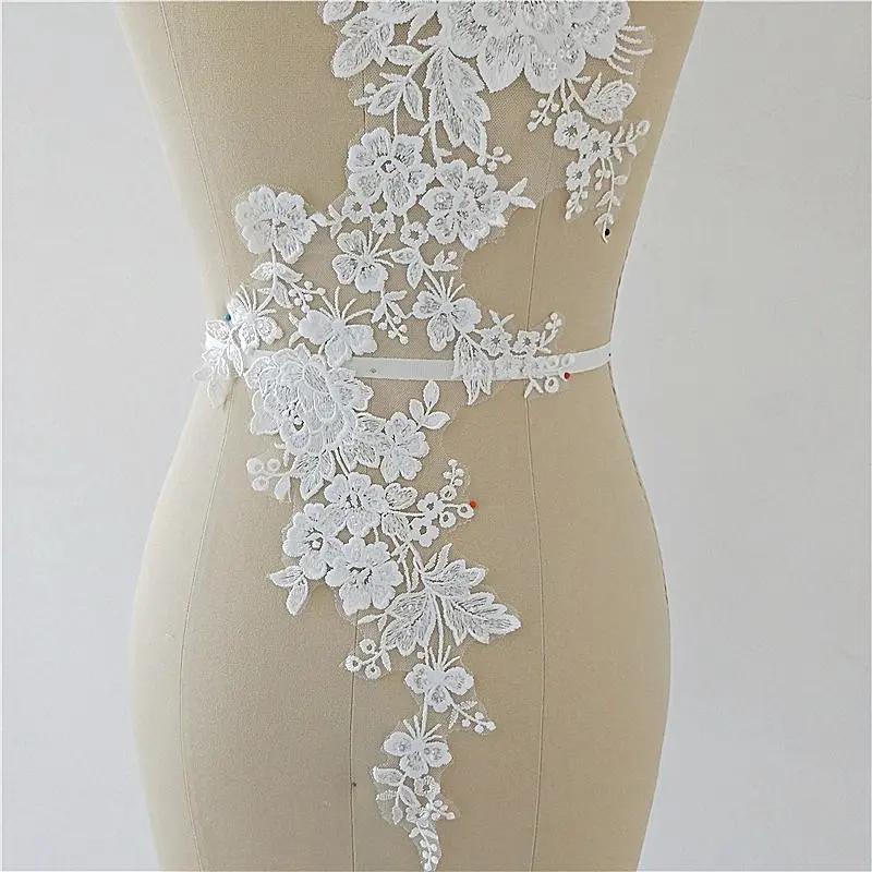 1 Piece of Embroidered Flower Water-Soluble Lace Fabric DIY Wedding Dress Decoration Patch
