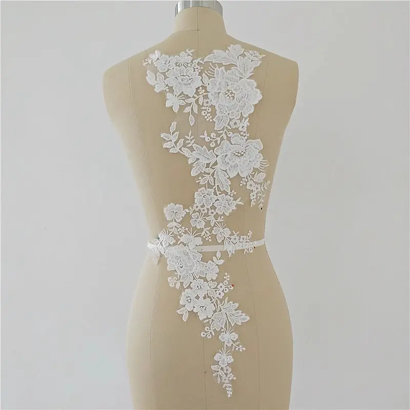 1 Piece of Embroidered Flower Water-Soluble Lace Fabric DIY Wedding Dress Decoration Patch