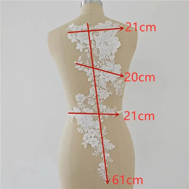 1 Piece of Embroidered Flower Water-Soluble Lace Fabric DIY Wedding Dress Decoration Patch