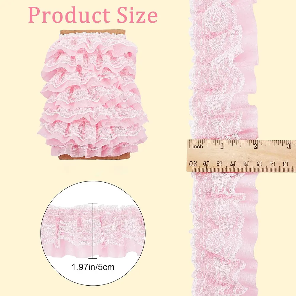 2 Yards Lace Fabric Black White Pink Fold Wave Embroidery Trim DIY  Wedding Dress Party Decoration  Sew On Applique Crafts