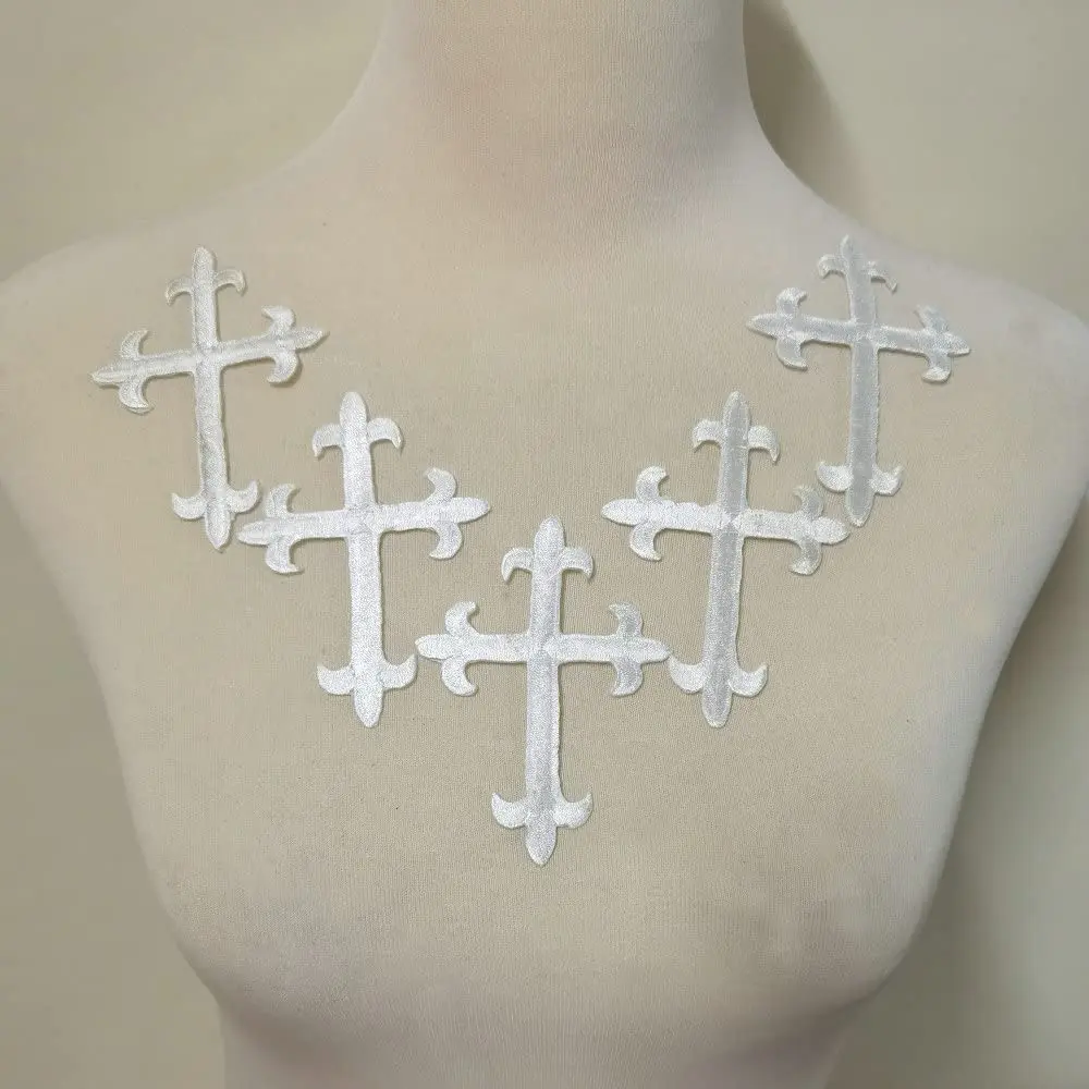 5Pcs Gold Silver Cross Applique Patches Clothing DIY Embroidery Sticker Repair 10*7.5CM